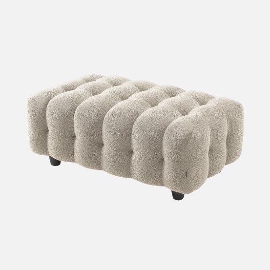 Pouf, module pour canapé, repose-pieds pour canapé d'angle 3 places en bouclette texturée l 115 x p 70 x h 48cm - leon
