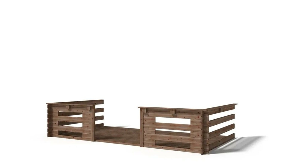 Terrasse en bois avec balustrade pour abri en bois - 8m2 - 4m x 2m - imprégnée - couleur: marron - dom79 - altanka