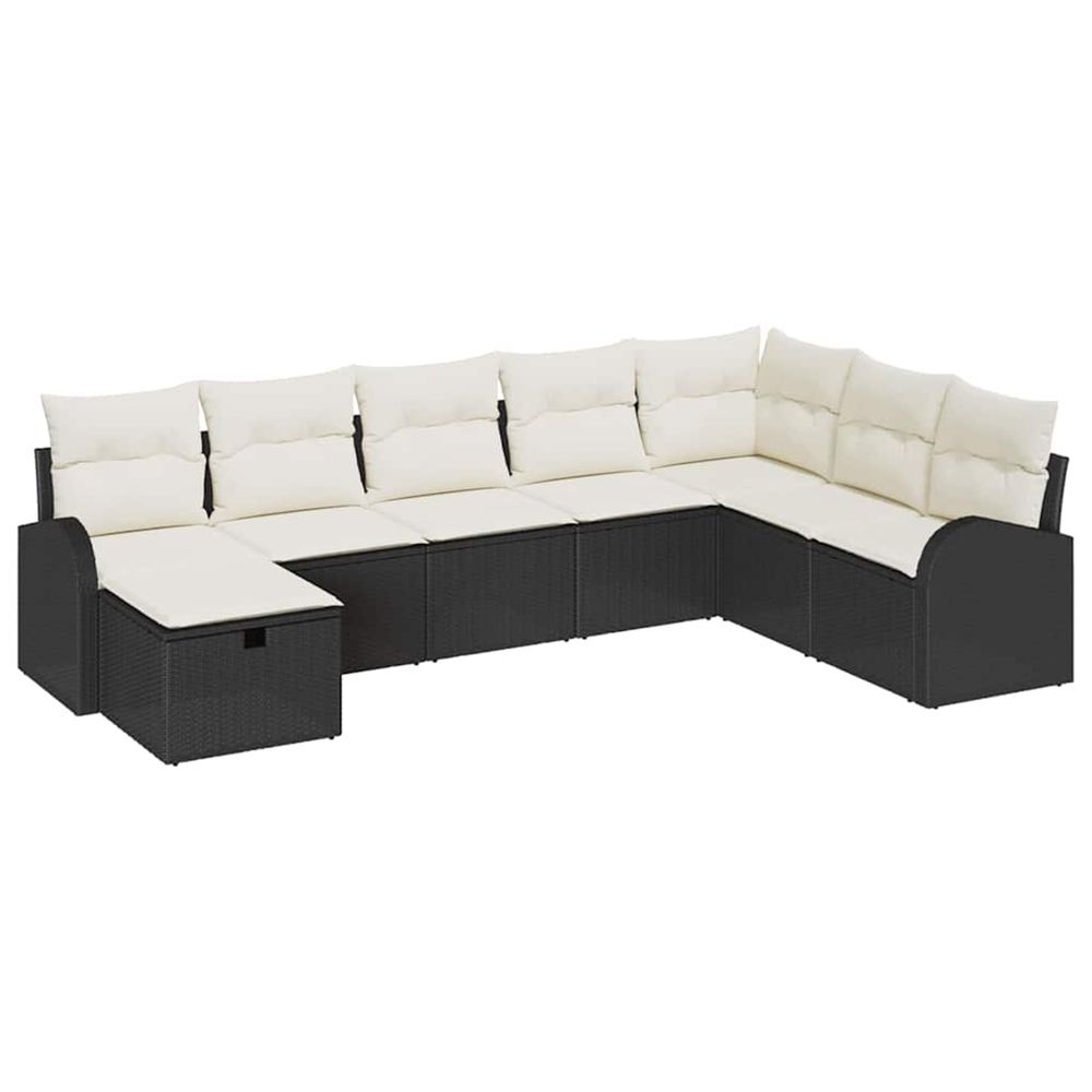 Ensemble de canapé de jardin 8 pc noir polyrotin