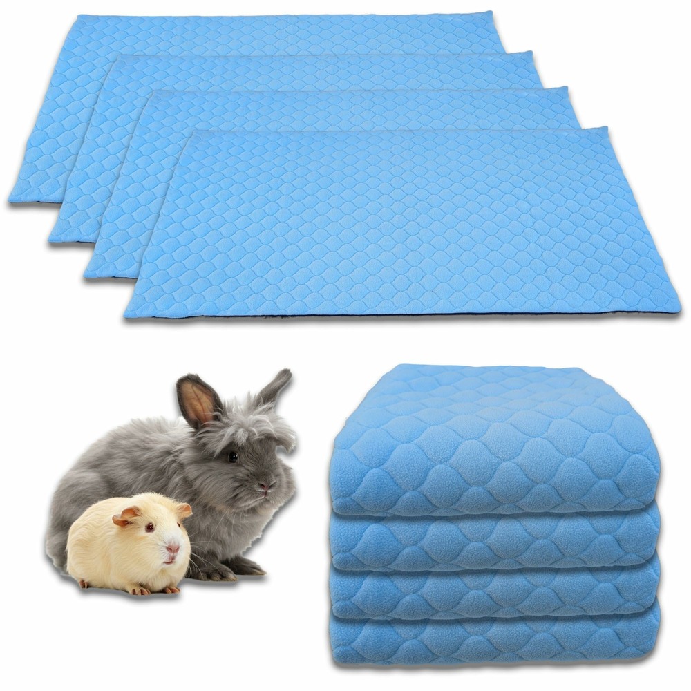 Lot de 4 - tapis qui remplace la litière pour cochon d'inde et lapin - absorbant, imperméable, passe en machine 120 x 60 cm