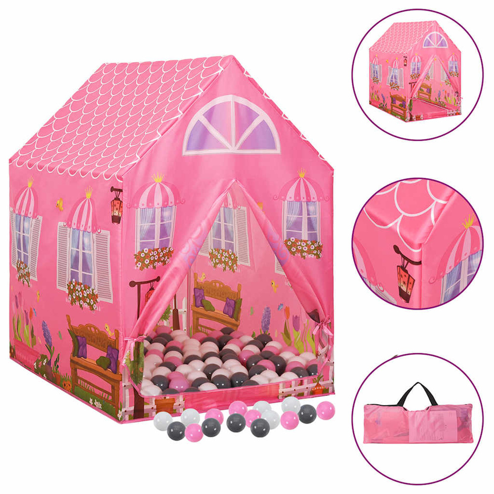 Tente de jeu pour enfants avec 250 balles rose 69x94x104 cm