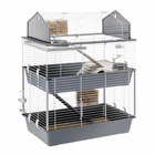 Cage pour lapins et petits animaux barn 100 double, 3 étages, toit ouvrant, accessoires et adhésifs inclus