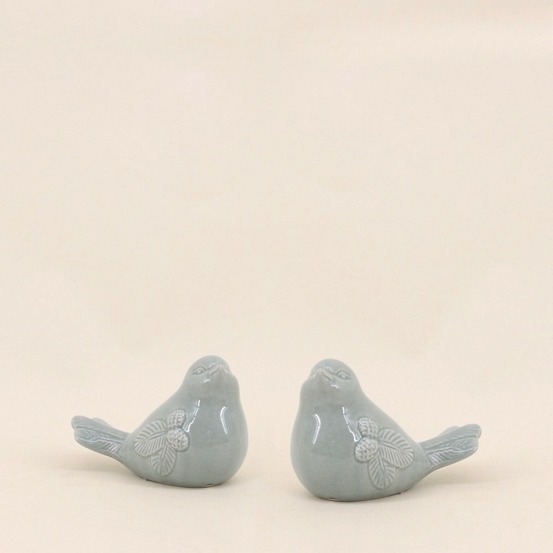 Lot de 2 oiseaux déco vert 11cm