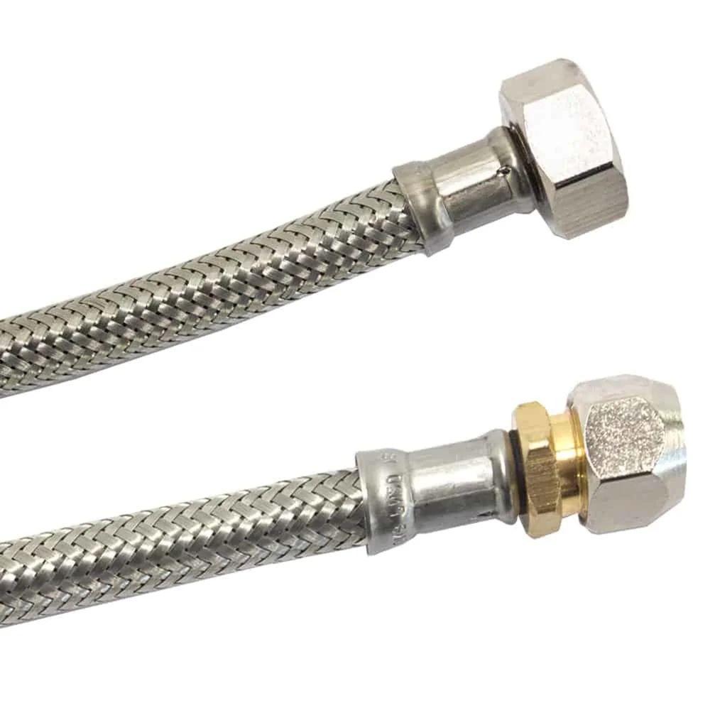 Dn8 dvgw tuyau blindé avec tresse en acier inoxydable 10mm écrasement x 3/8' um 300 mm