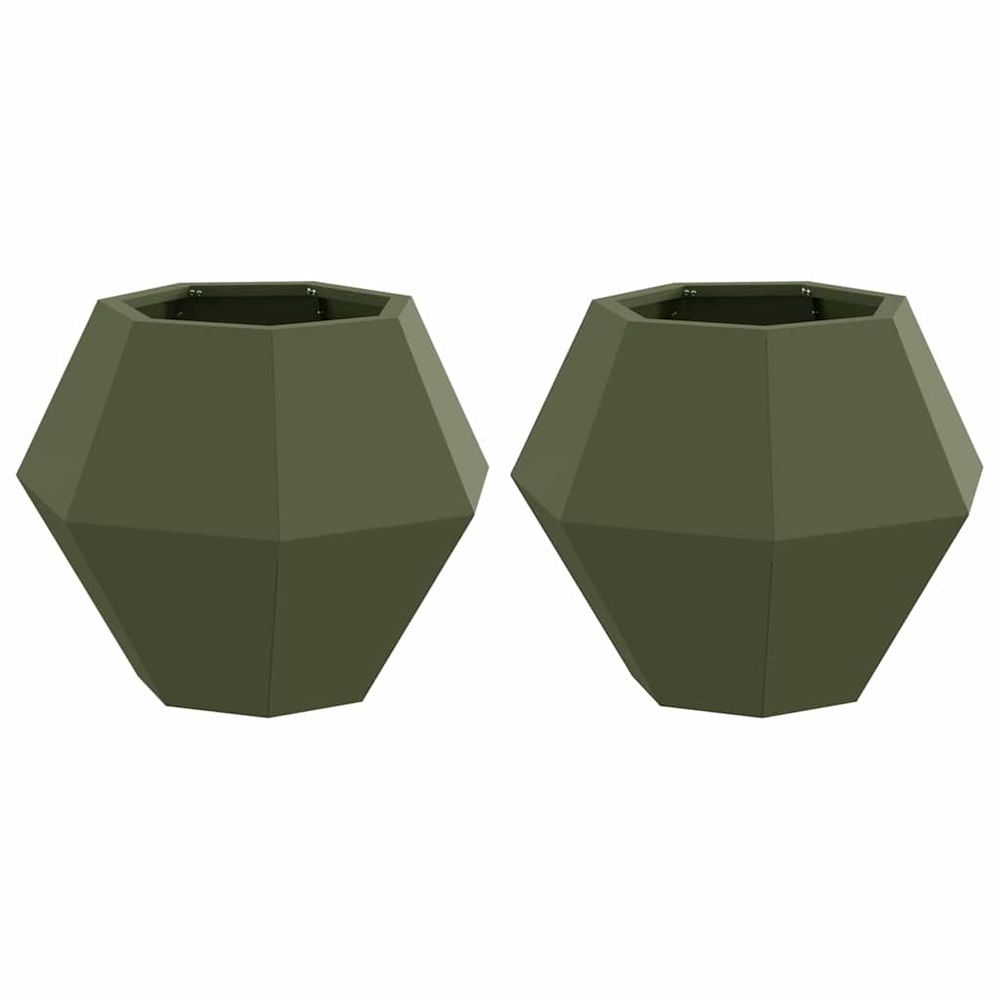 Jardinière 2 pc vert olive 50 x 50 x 40 cm acier