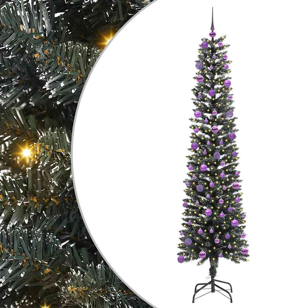 Sapin de noël artificiel vert 210 cm pvc, plastique et acier