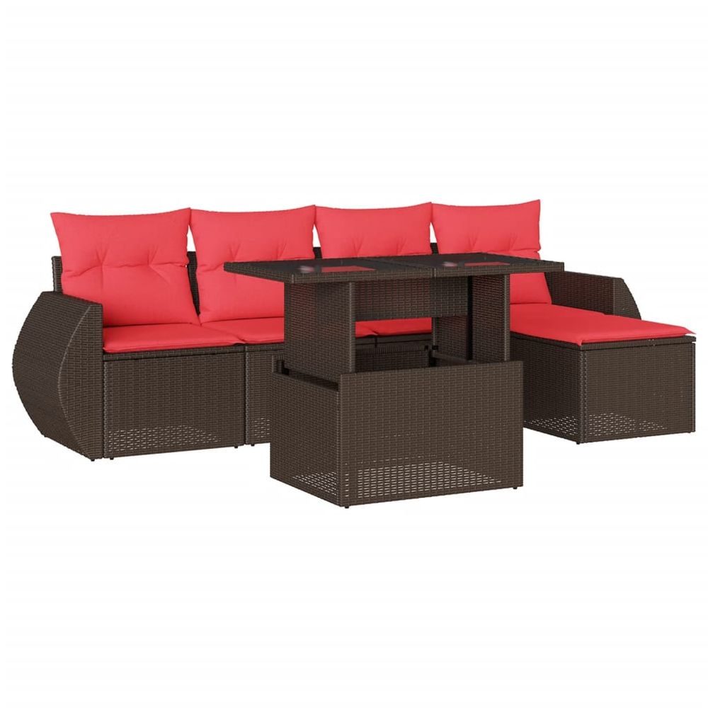 Ensemble de canapé de jardin 6 pcs avec coussins marron