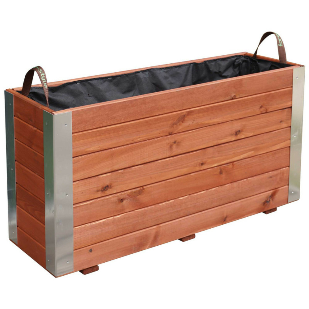 Bac à fleurs en bois lasuré 100 x 30 x 50 cm bambou