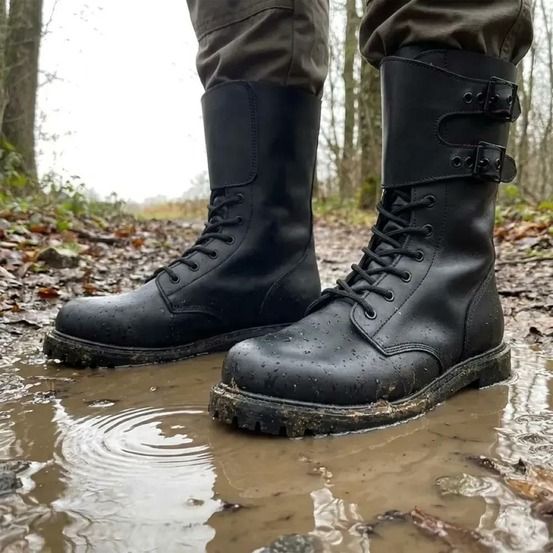 Rangers militaires cuir noir - semelle goodyear® - homme - dca france