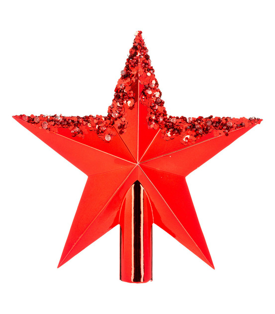 Déco sapin de noël cimier étoile rouge brillant