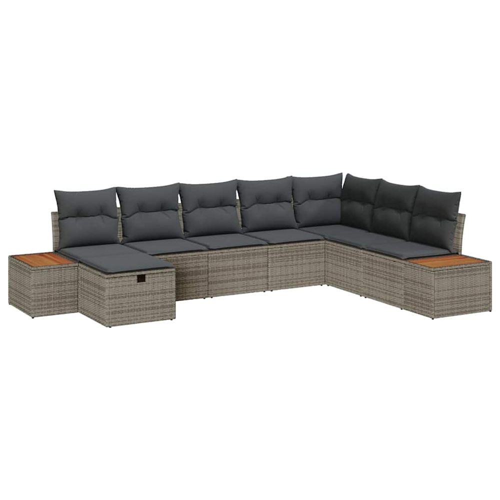 Ensemble de canapé de jardin avec coussin gris polyrotin