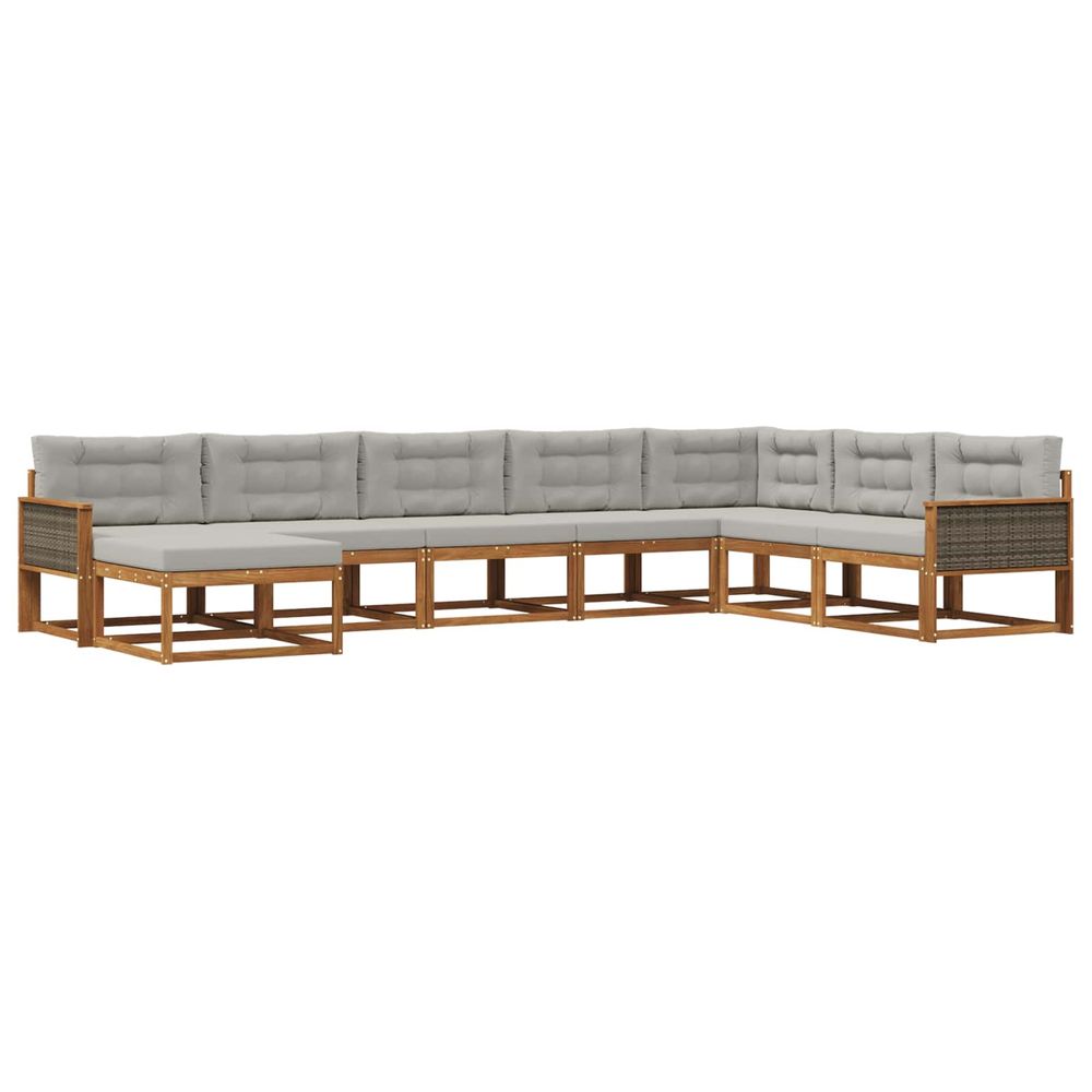 Ensemble de canapés d'extérieur 8 pc naturel et gris clair