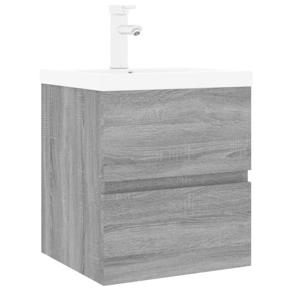 Meuble lavabo avec bassin intégré sonoma gris bois d'ingénierie