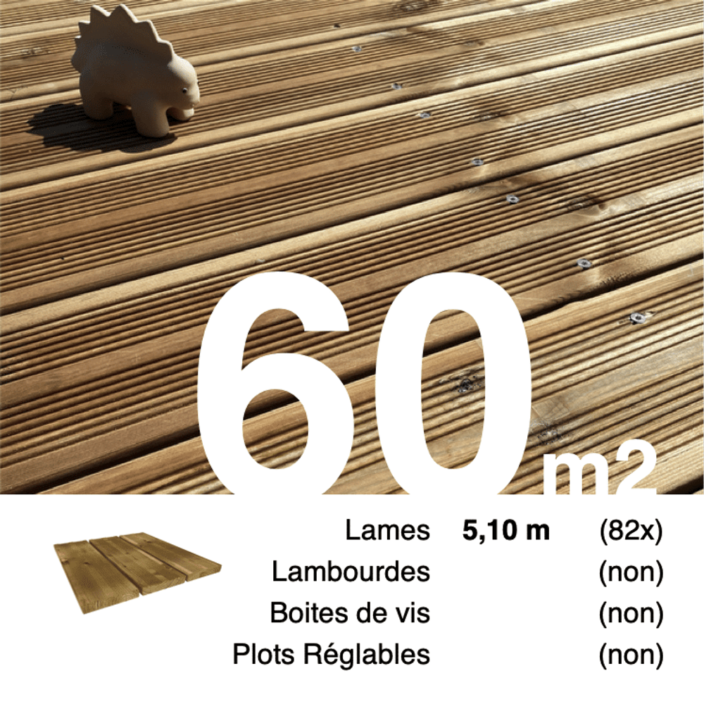Lames de terrasse pin autoclave marron 27 x 145 mm • longueur 5,1 m • classe 3b • lot pour 60 m²