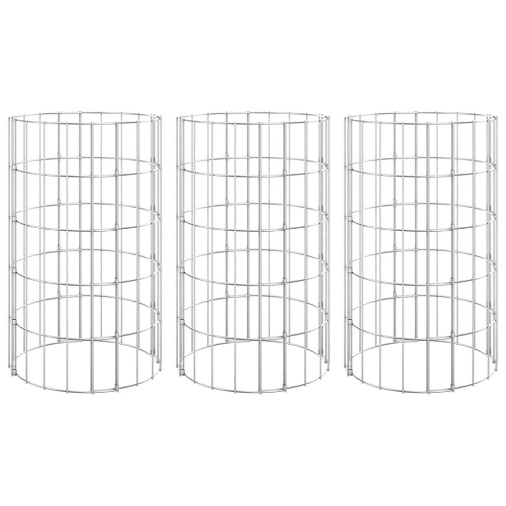 Lit surélevé à gabion circulaire 3 pcs acier galvanisé ø30x50cm