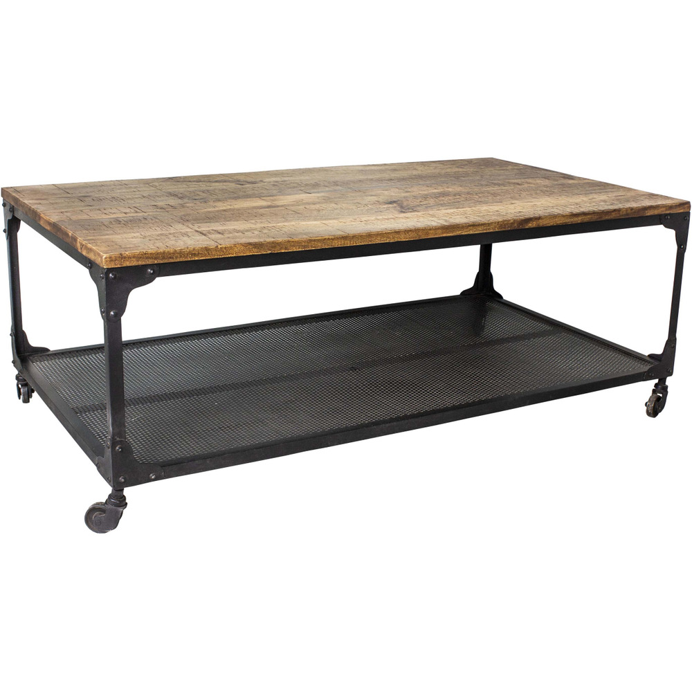Table basse rectangulaire avec roulettes indus 110 x 60 cm