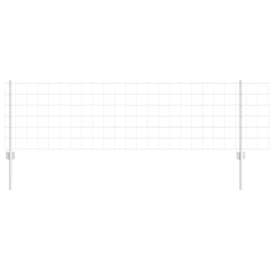 Clôture avec poteau argenté 0,6 x 25 m acier