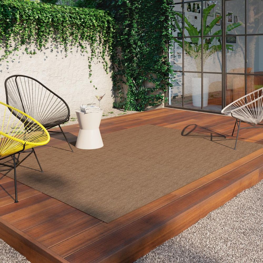 Tapis extérieur 120x170 tissé kilim marron stalow 5
