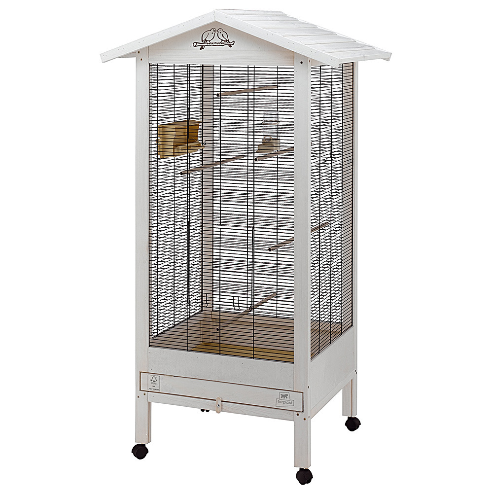 Ferplast volière cage à oiseaux hemmy cage pour oiseaux, canaris, pinsons, perruches ondulées, inséparables, en bois, accessoires