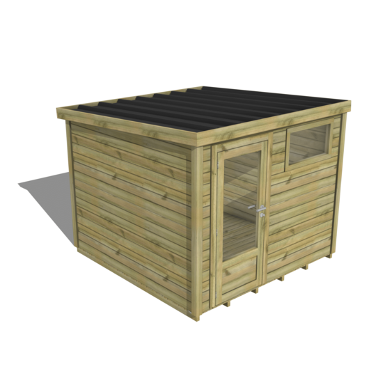 Abri de jardin bois pin traité autoclave 27mm - essentiel - 2,64x2,64m / 7m2 - bac acier - plancher bois