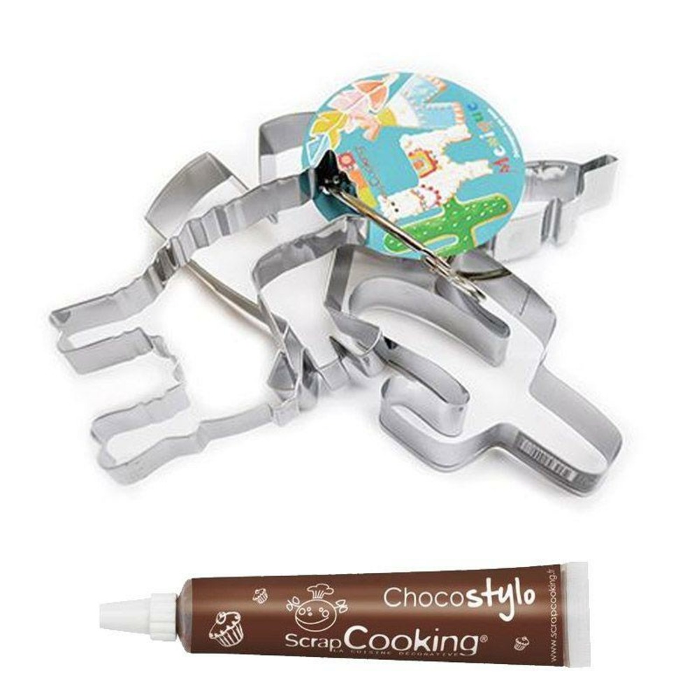 4 découpoirs lama + 1 stylo chocolat