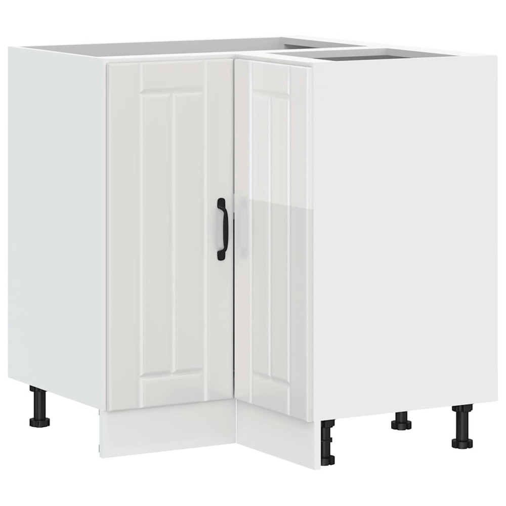 Armoire d'angle de cuisine lucca blanc brillant bois ingénierie