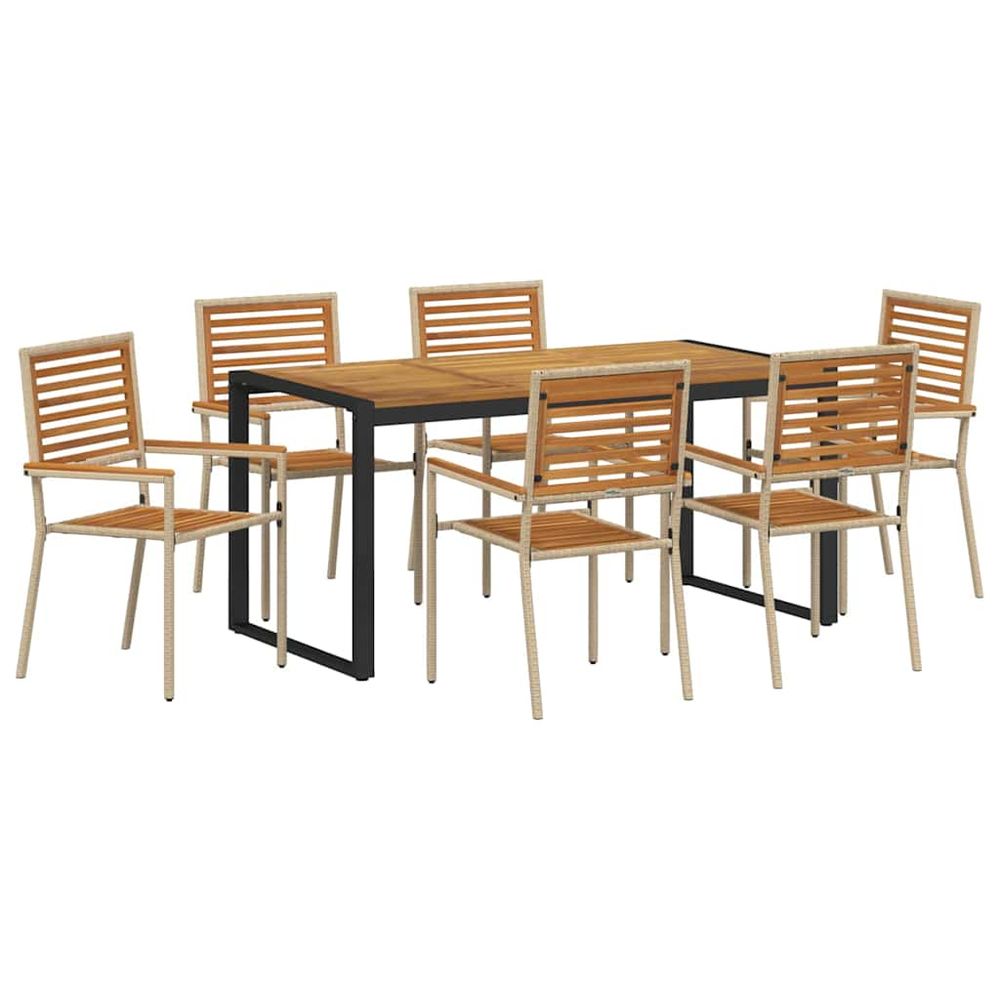 Ensemble de salle à manger pour jardin 7 pc beige et marron