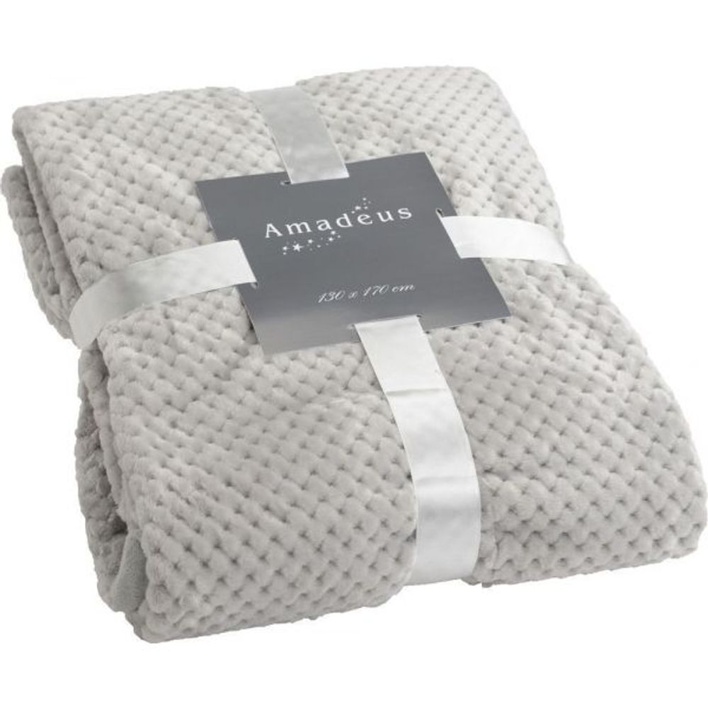 Plaid damier 130 x 170 cm gris clair