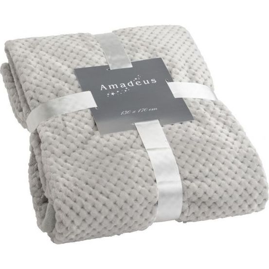 Plaid damier 130 x 170 cm gris clair
