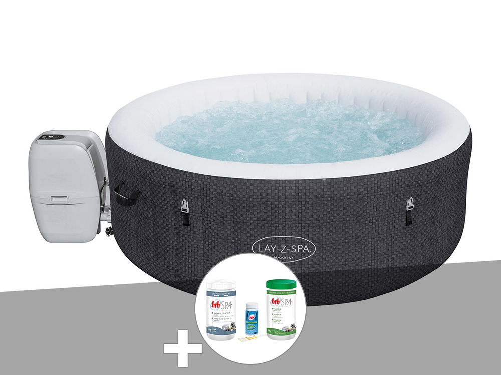 Kit spa gonflable lay-z-spa havana rond airjet 2/4 places + kit traitement brom