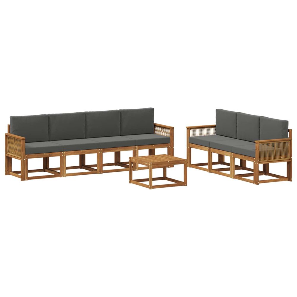 Ensemble de canapés d'extérieur 8 pc naturel et anthracite
