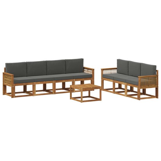 Ensemble de canapés d'extérieur 8 pc naturel et anthracite