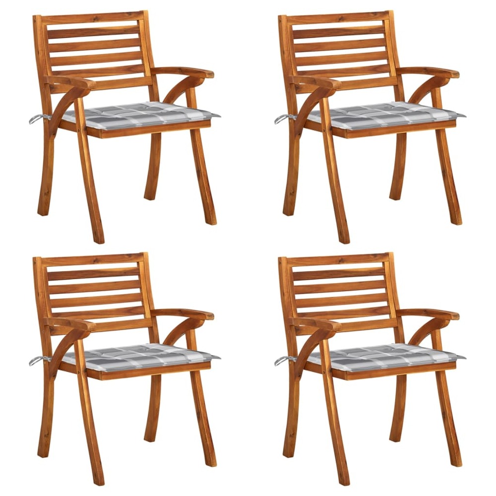 Chaises de jardin avec coussins 4 pcs bois de teck solide