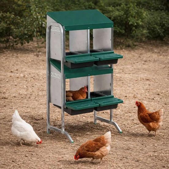 Pondoir poule pro vertical 2 étages galvanisé 4 nids gaun