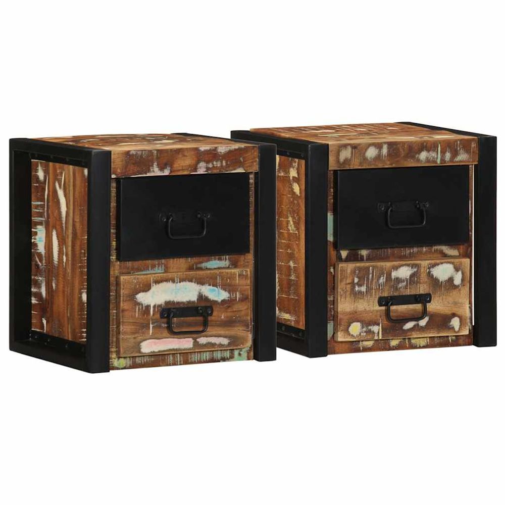 Tables de chevet 2 pcs multicolore 40x35x40cm bois récupération
