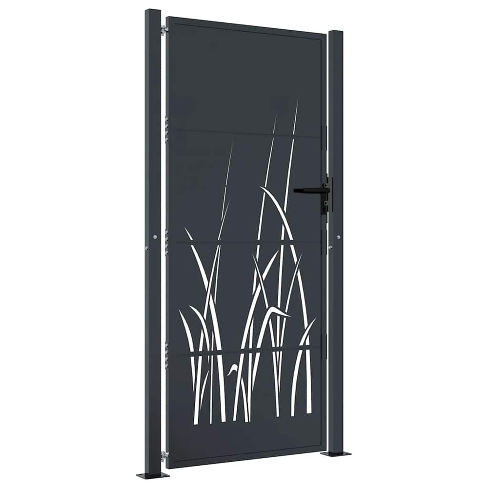 Portail de jardin anthracite 100x200 cm acier design herbe