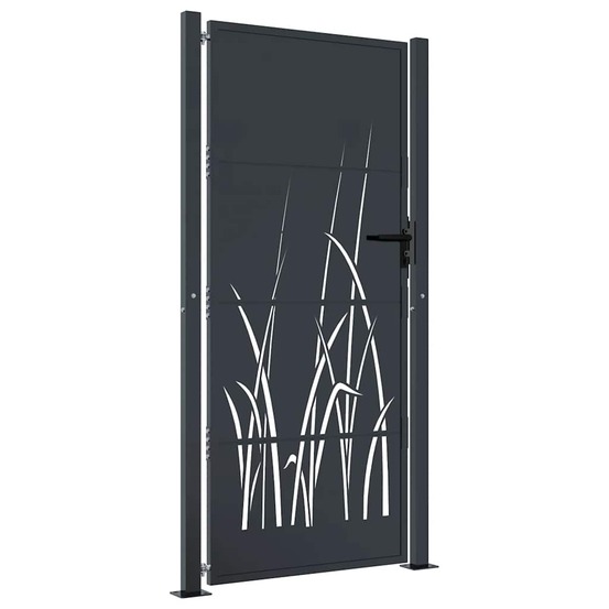 Portail de jardin anthracite 100x200 cm acier design herbe