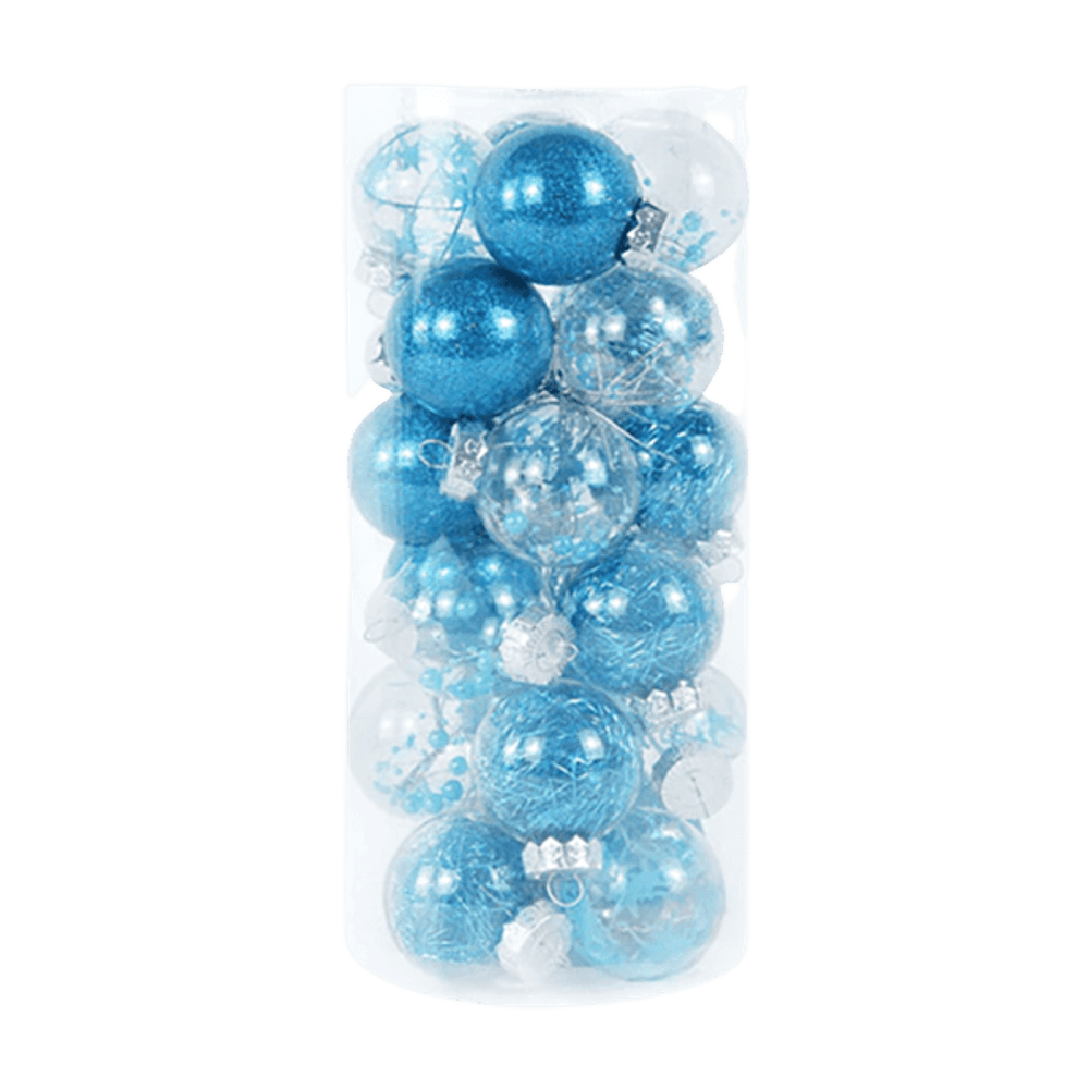 Lot de 24 boules de noël création - bleu clair