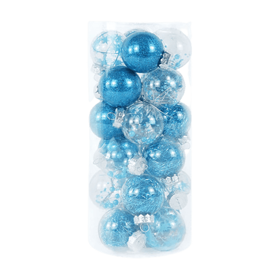 Lot de 24 boules de noël création - bleu clair