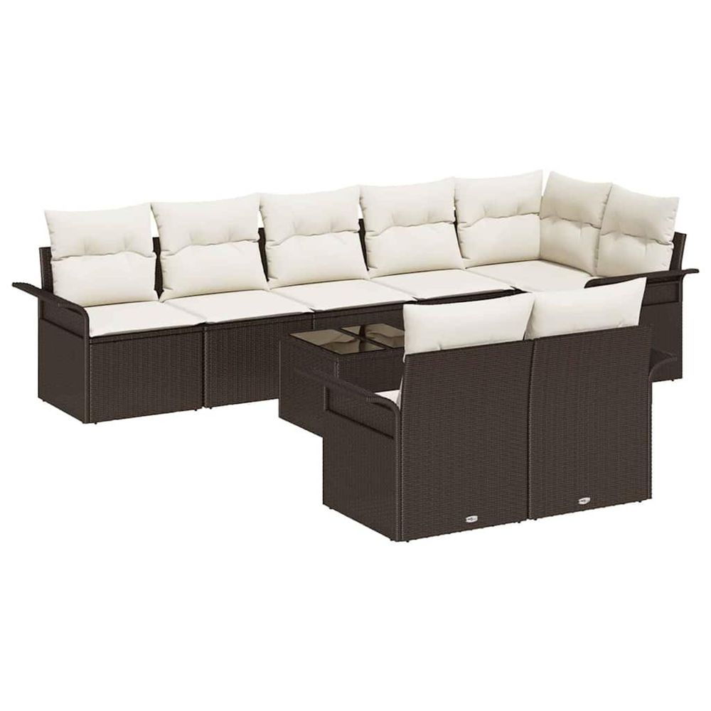 Ensemble de canapé de jardin 9 pc marron polyrotin