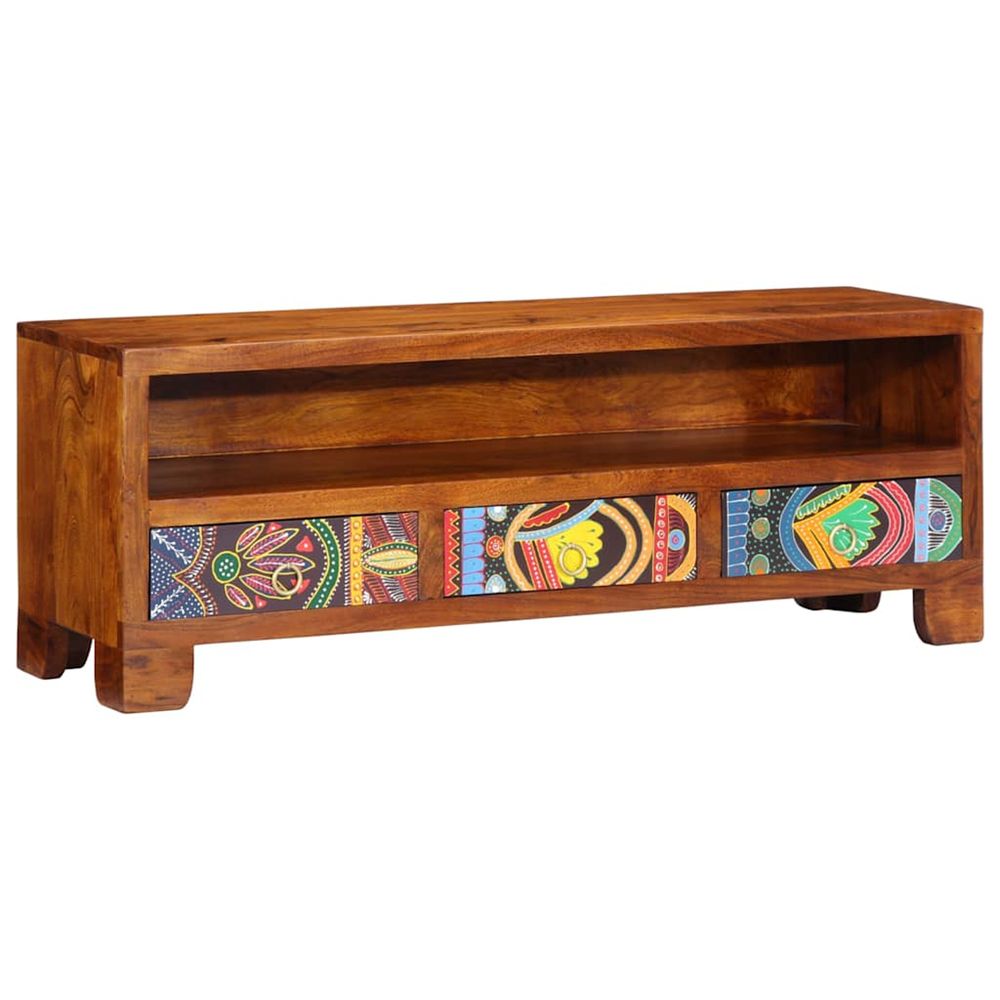 Meuble tv multicolore 110x30x40 bois d'acacia massif