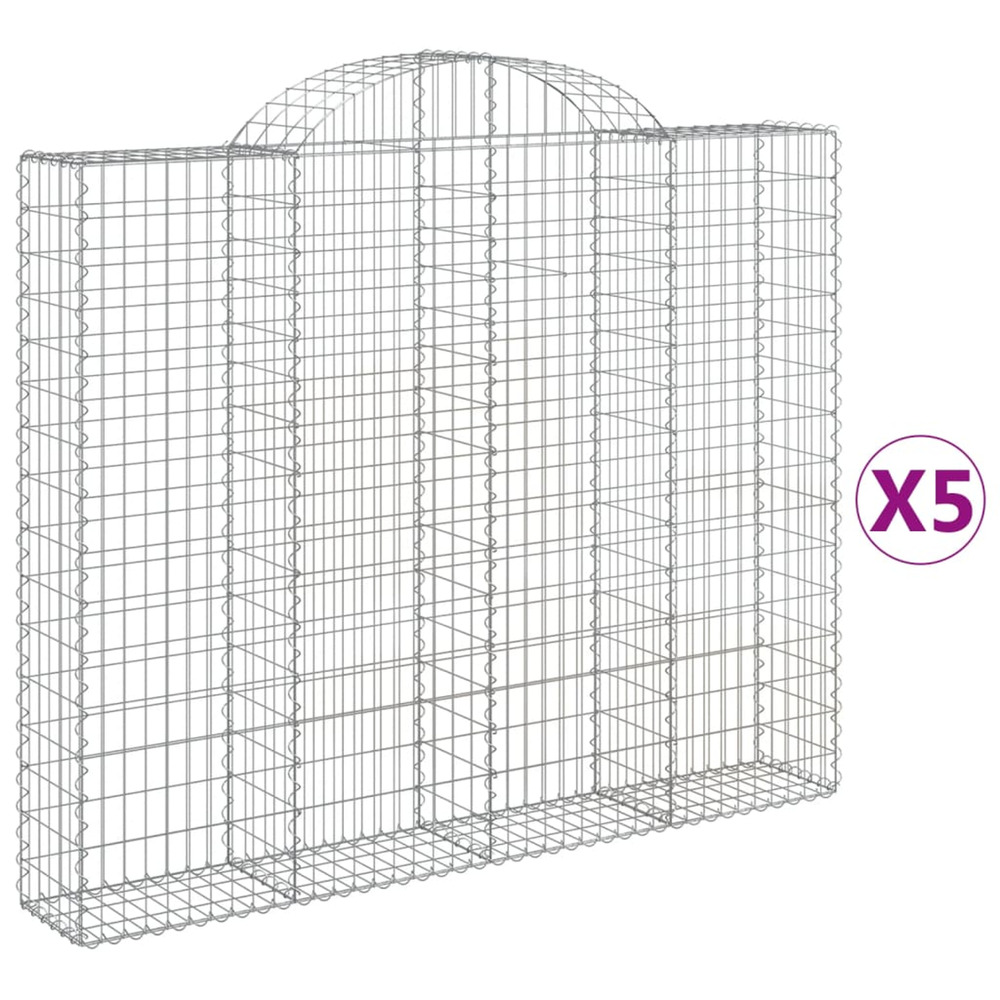 Paniers à gabions arqués 5 pcs 200x30x160/180 cm fer galvanisé