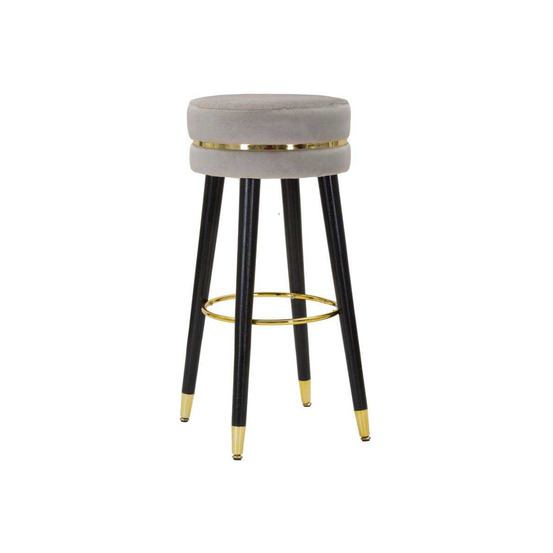 Tabouret de bar en tissu paris argent - noir et doré