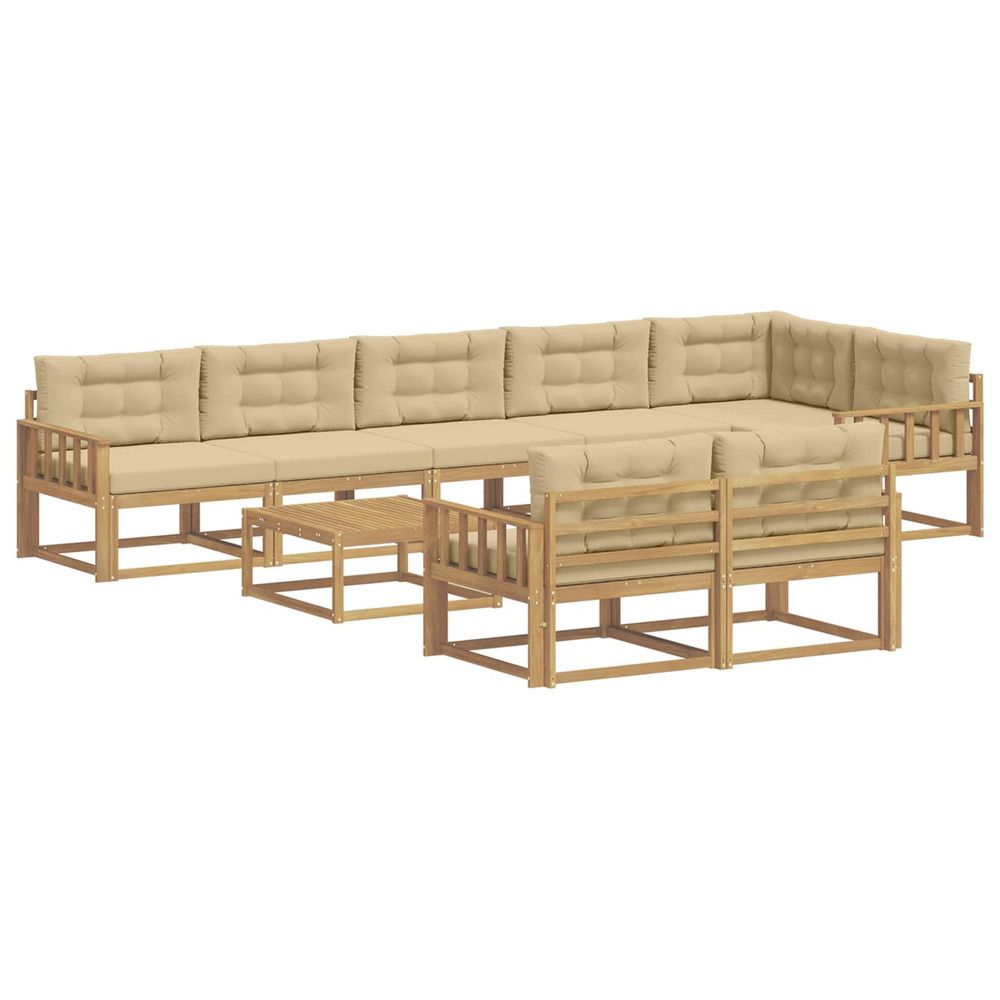 Ensemble de canapés d'extérieur 9 pc blanc et beige polyester