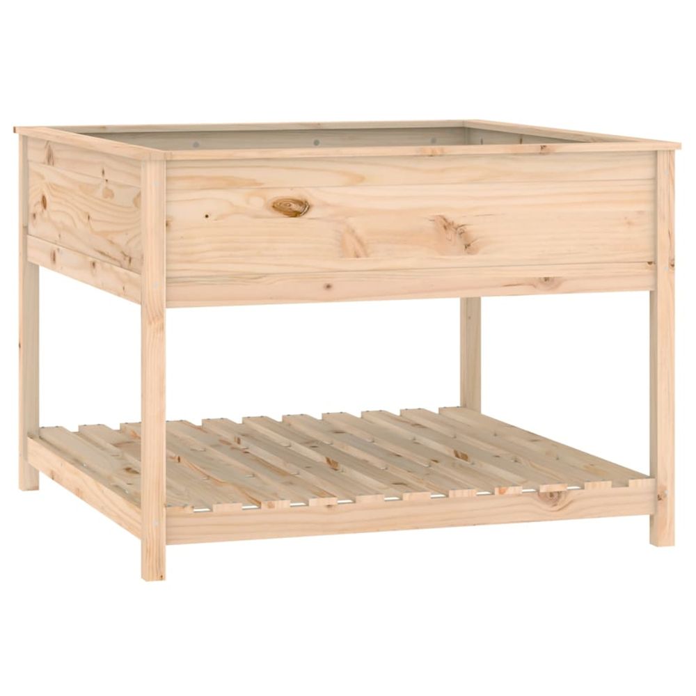 Jardinière d'extérieur avec étagère 111,5x111,5x81 cm bois massif de pin