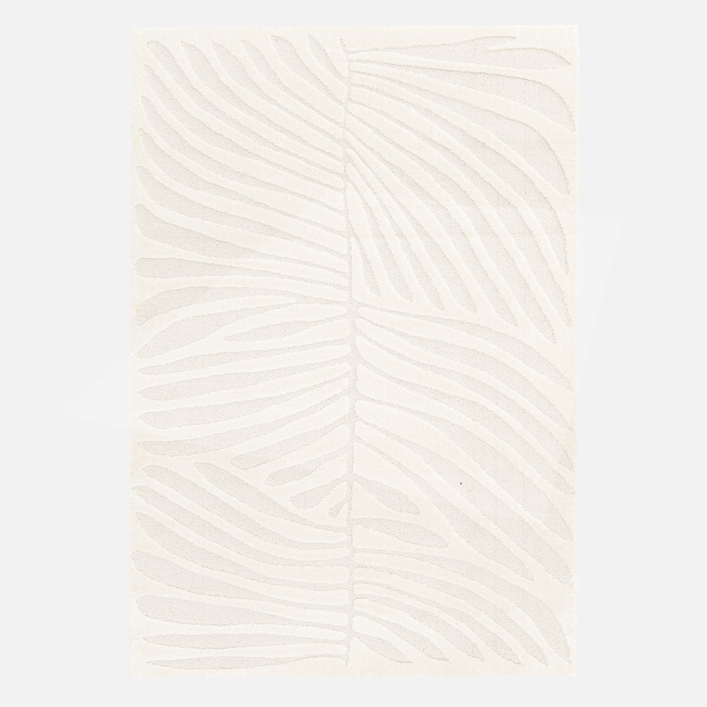 Tapis intérieur motif en relief végétal crème lily