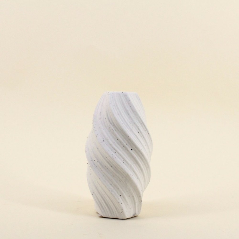 Vase twist en porcelaine blanche vague 20cm