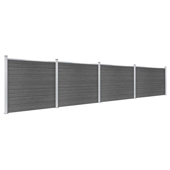 Ensemble de panneau de clôture wpc 699x146 cm noir