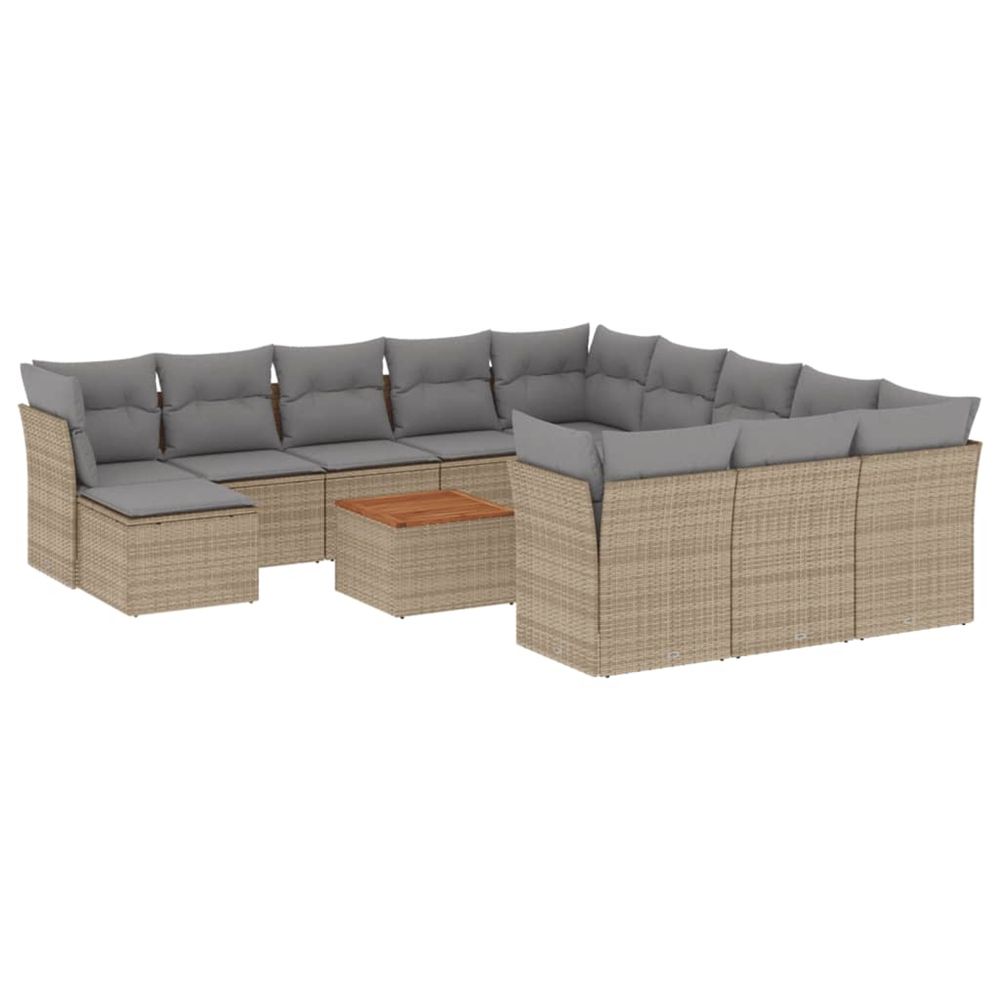 Salon de jardin avec coussins 13 pcs beige résine tressée