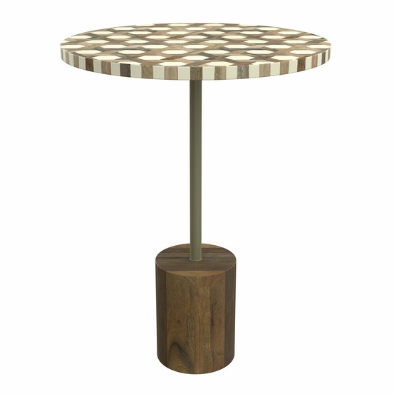 Slimi-table d'appoint ronde en bois de manguier et résine d45 cm